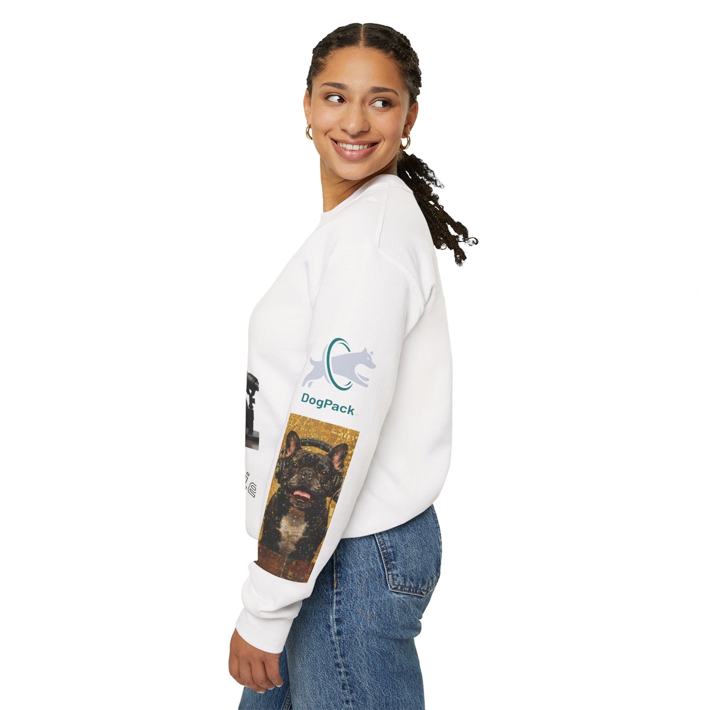 Goldie & Frenchie Chatting Crewneck with Klimt style G&F sleeves