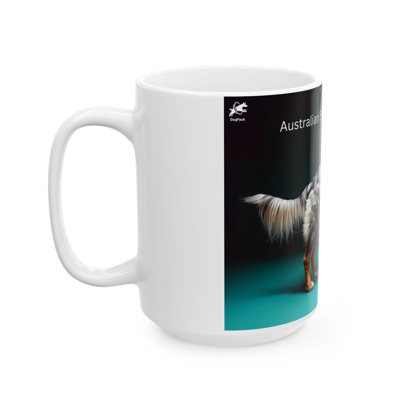 Australian Shepherd Ceramic Mug – Blue Teal Dog Breed Coffee Cup (11oz, 15oz)