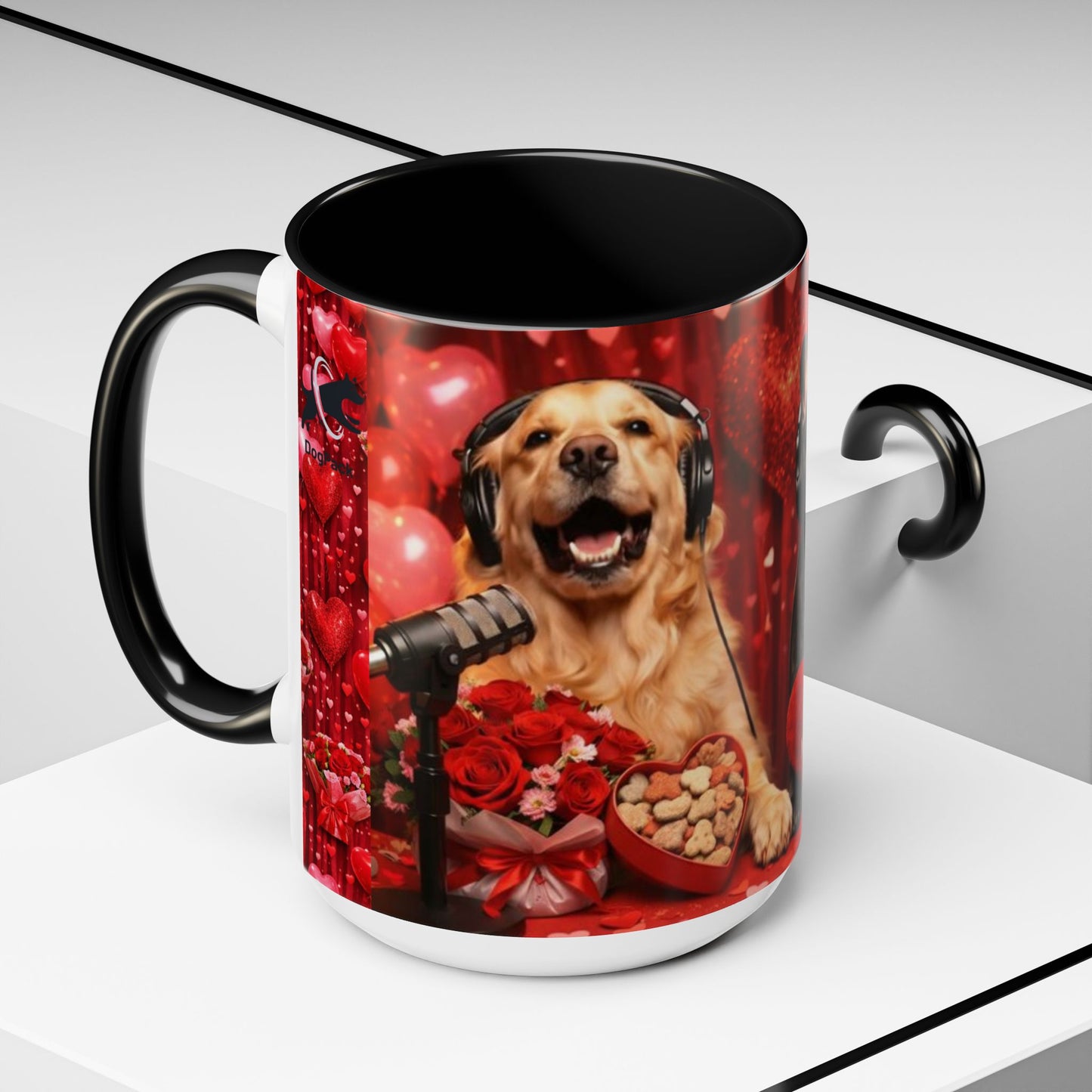 Goldie & Frenchie 'Valentines Day' Accent Coffee Mug – Choose your Color Interior (11/15oz)