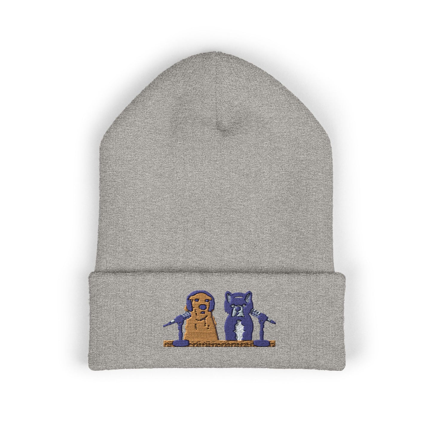 Embroidered Goldie & Frenchie Cuffed Beanie – Cozy Winter Hat with Cute Design