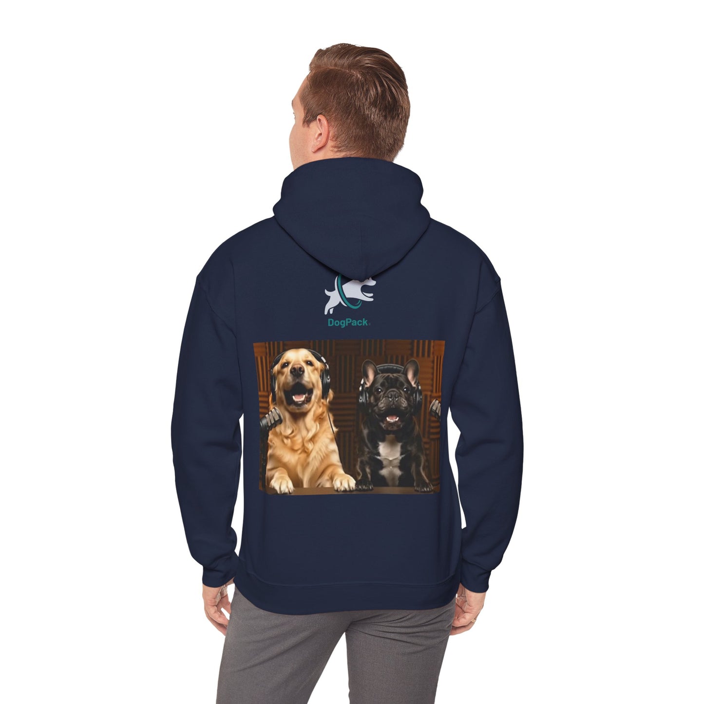 Goldie & Frenchie Dog Podcast with Coffee Mugs Hoodie — Front & Back Print - Ships from United Kingdom