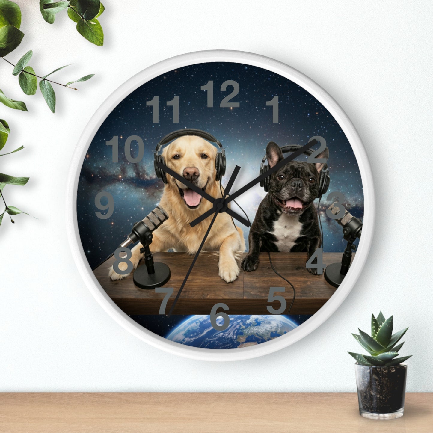 Goldie & Frenchie 'Broadcasting from Space' Wall Clock