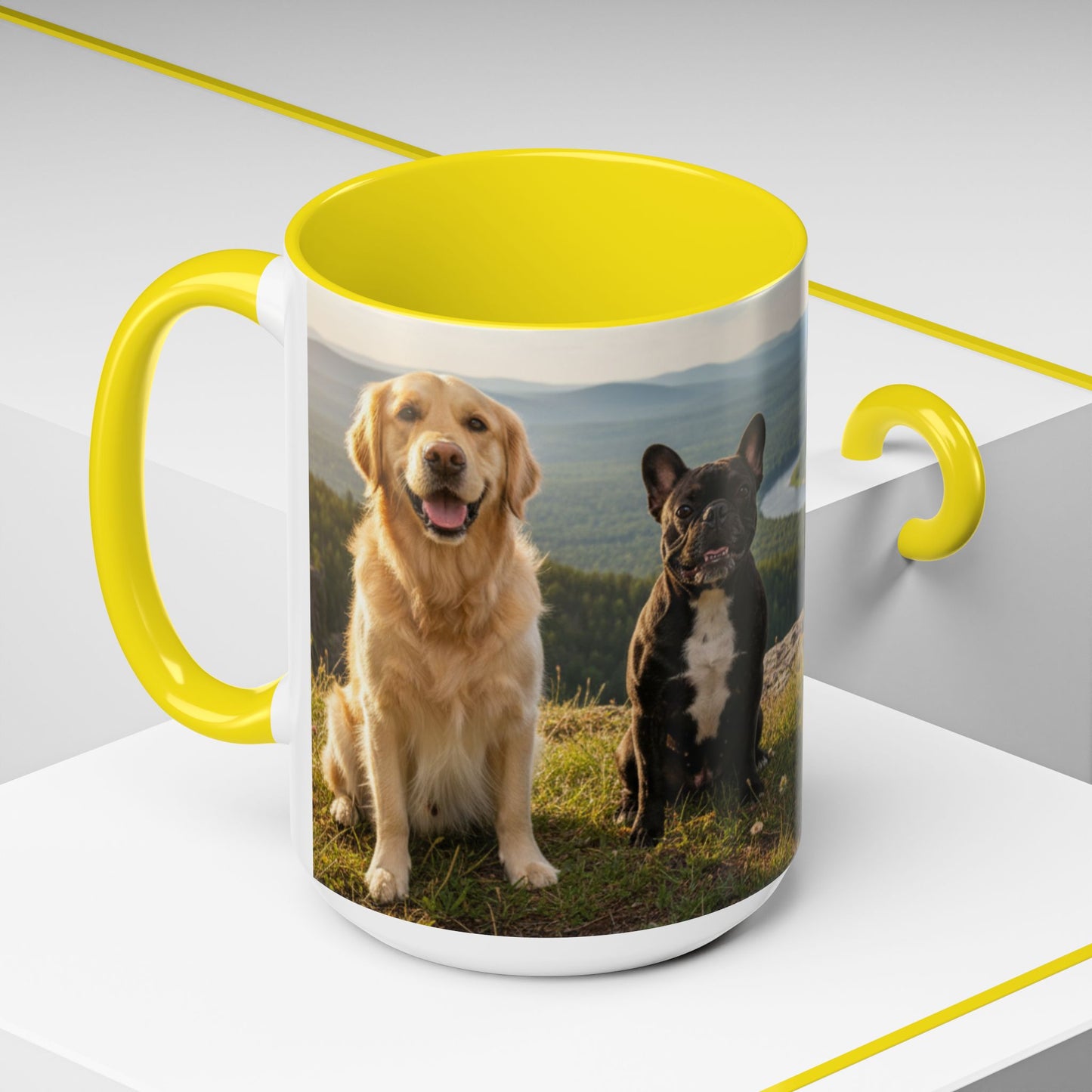 Goldie & Frenchie Take the Day Off Accent Coffee Mug – Out on a Hike (11/15oz)