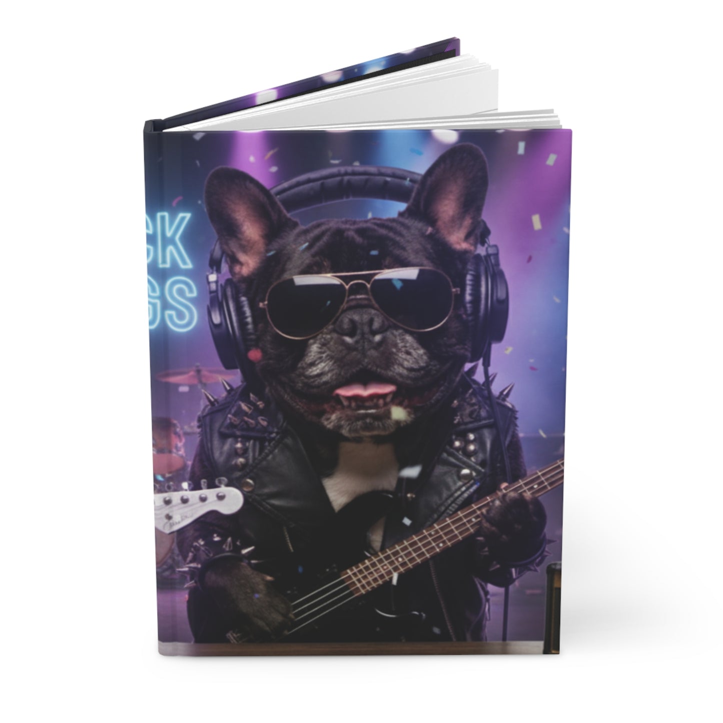 Goldie & Frenchie - Rock Dogs Hard Cover Notebook - Matte, Perforated and Lined pages, (75 papers 150 pages)