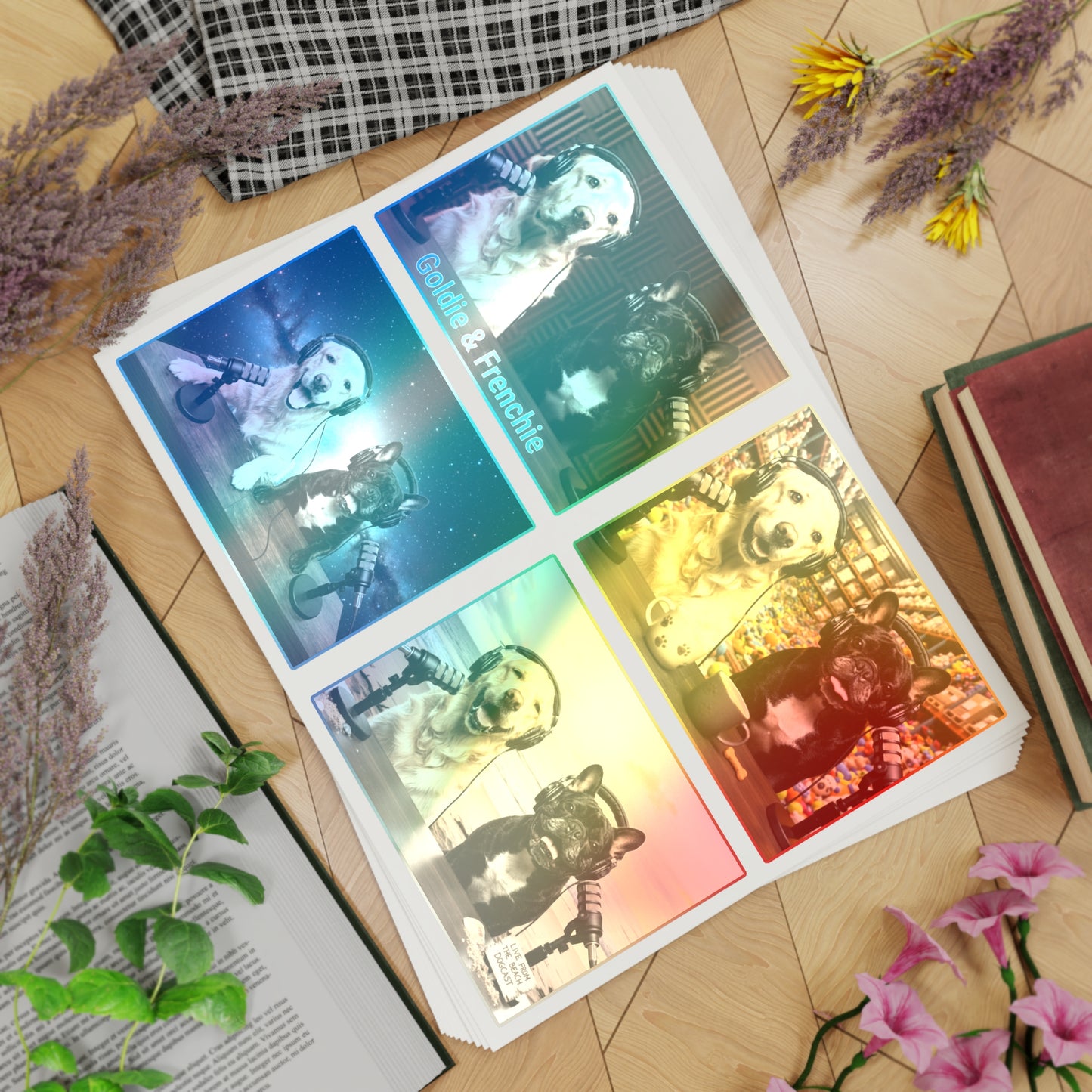 Goldie & Frenchie Sticker Sheet 40 Pack — 10 sheets of 4 stickers per sheet - Best Selling Designs