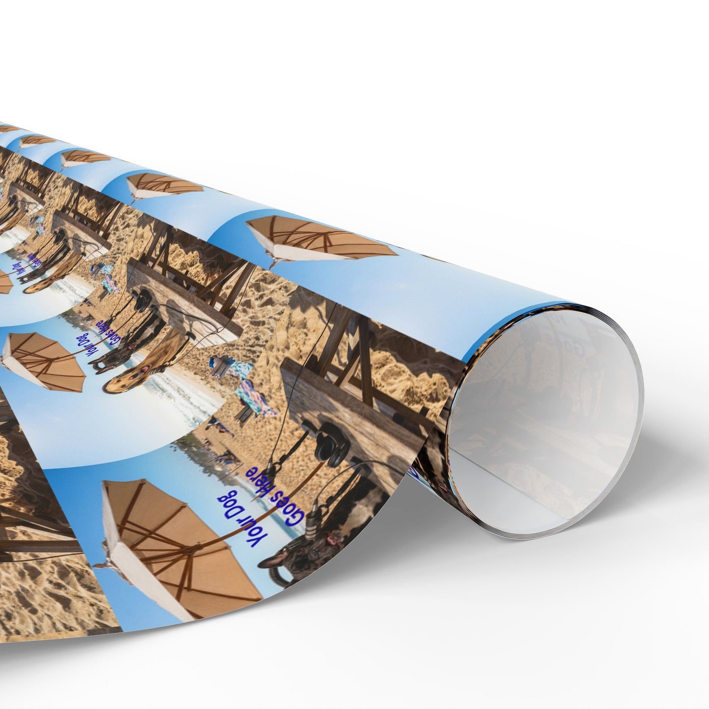 Goldie & Frenchie 'On The Beach with Your Dog' Custom Wrapping Paper Roll — Podcast Inspired Gift Wrap