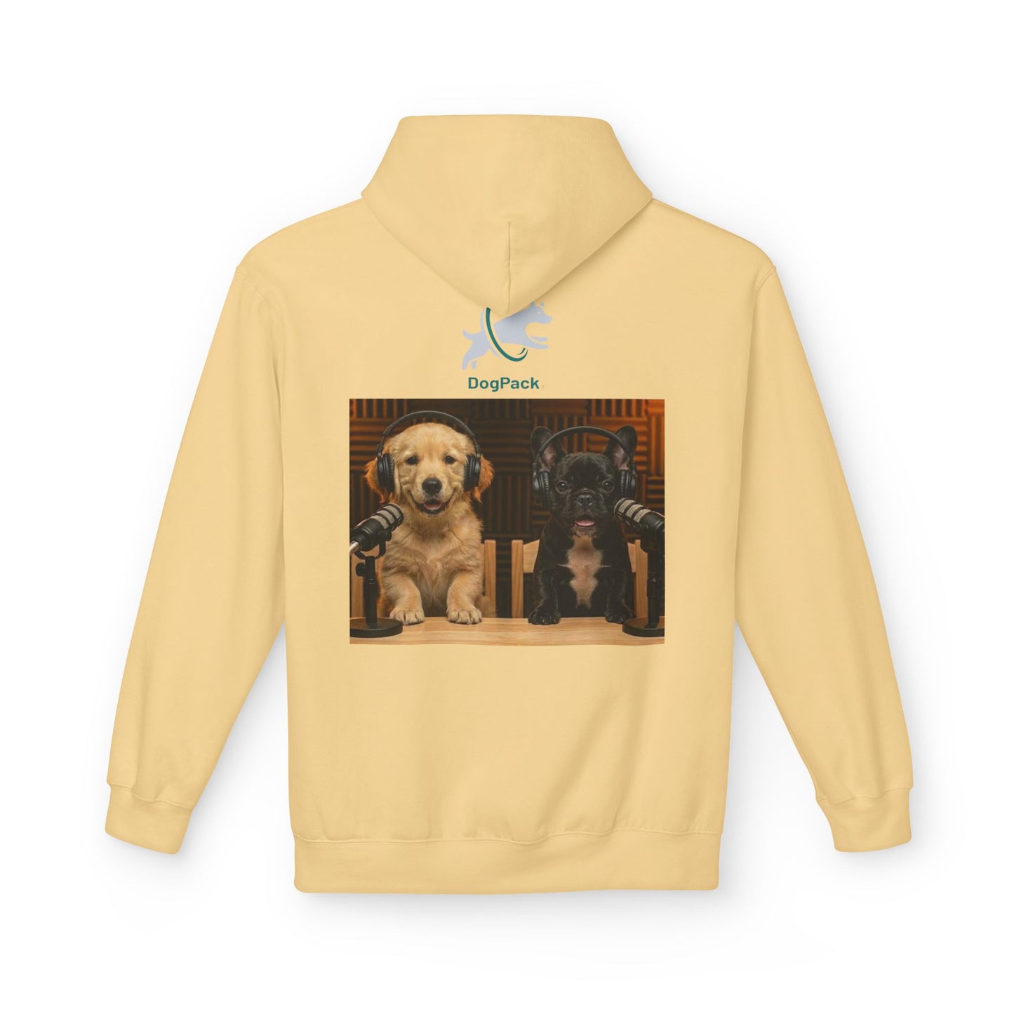 Puppies Goldie & Frenchie Front and Back Print - Soft Style Podcast Hoodie