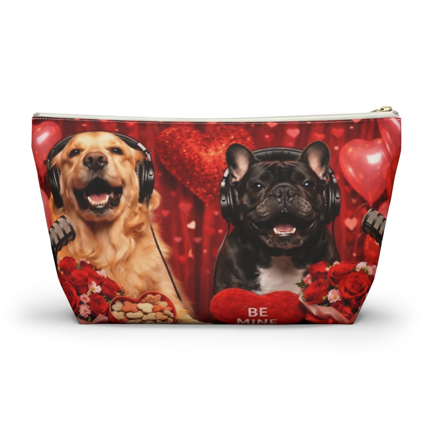 Goldie & Frenchie Valentines Day Inspired Red Accessory Pouch