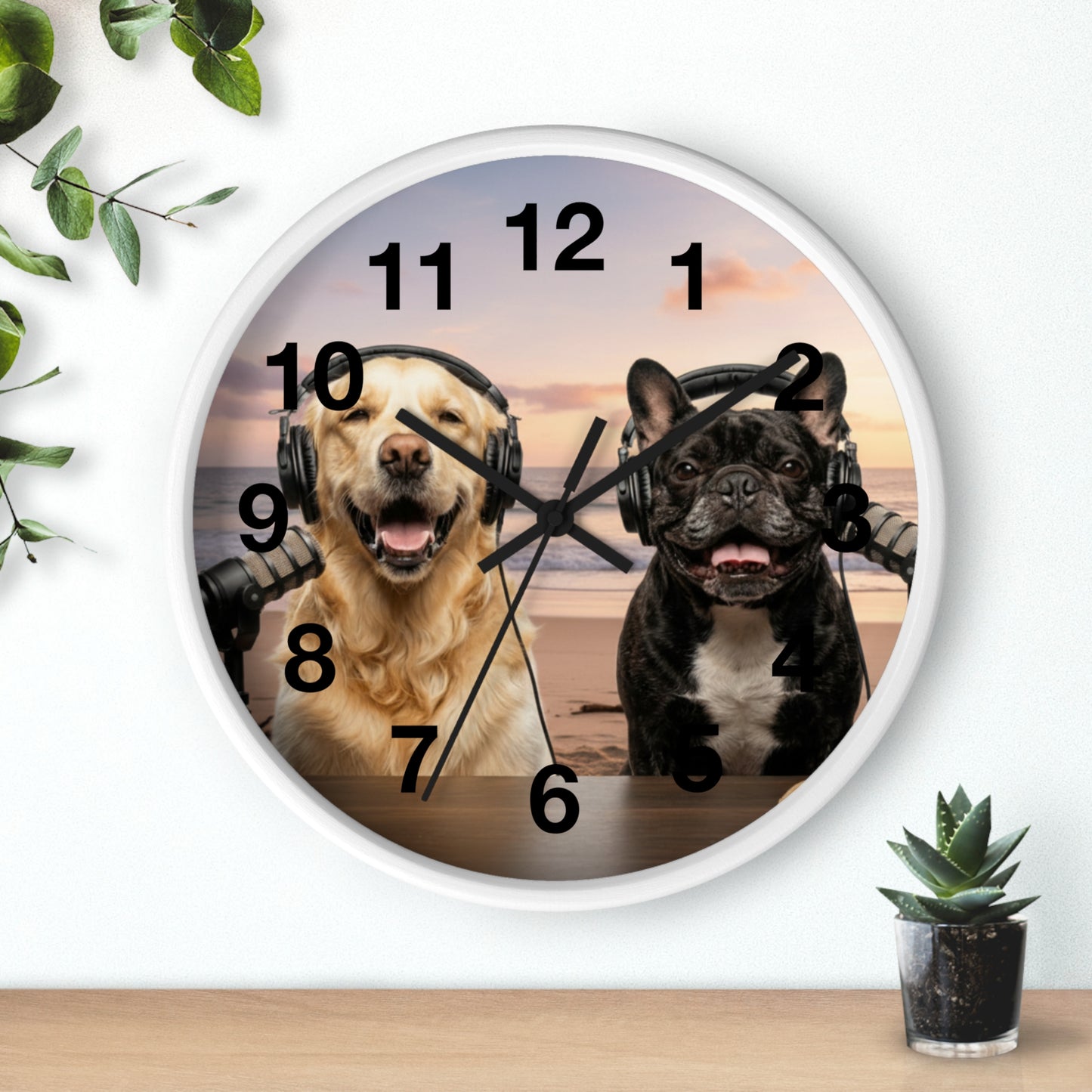 Goldie & Frenchie 'Beach Dogs' Wall Clock