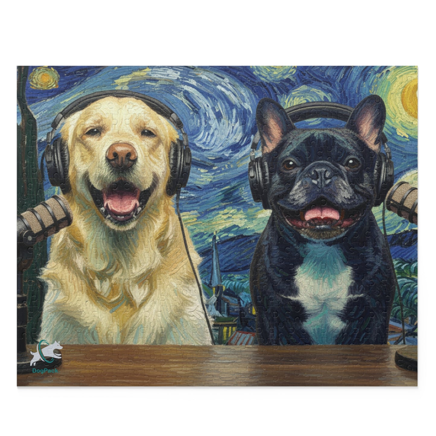 Goldie & Frenchie 'Starry Night' Van Gogh Inspired Puzzle — 120/252/500 - Piece Jigsaw Puzzle