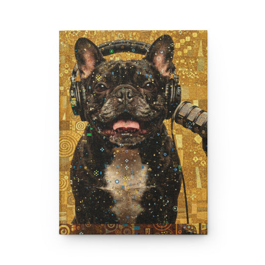 Goldie & Frenchie - Klimt-Inspired Hard Cover Notebook - Matte, Perforated and Lined pages, (75 papers 150 pages)