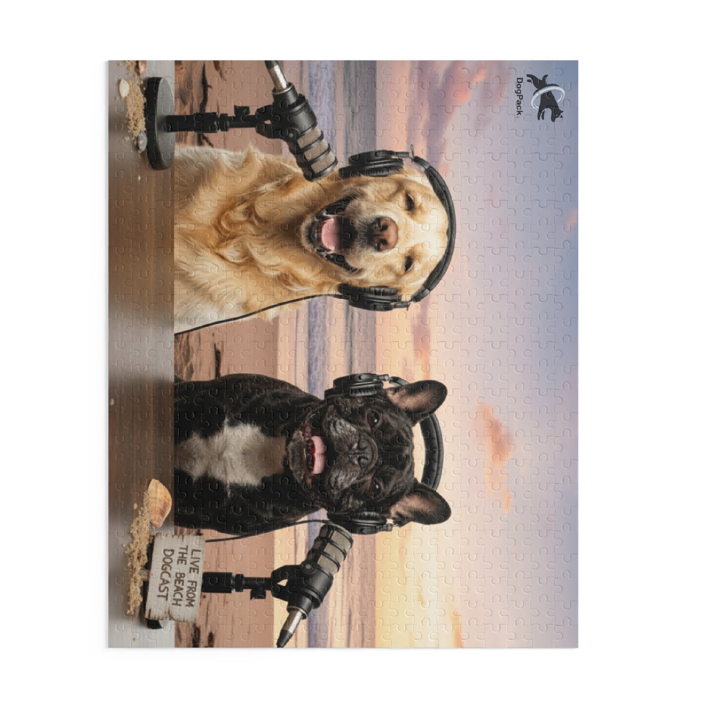 Goldie & Frenchie 'Working on the Beach' Puzzle - 120/252/500 - Piece Jigsaw Puzzle