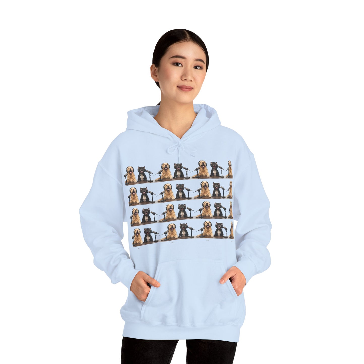 Goldie & Frenchie Repeating Pattern with UK Flag Hoodie — Front & Back Print - Ships from United Kingdom