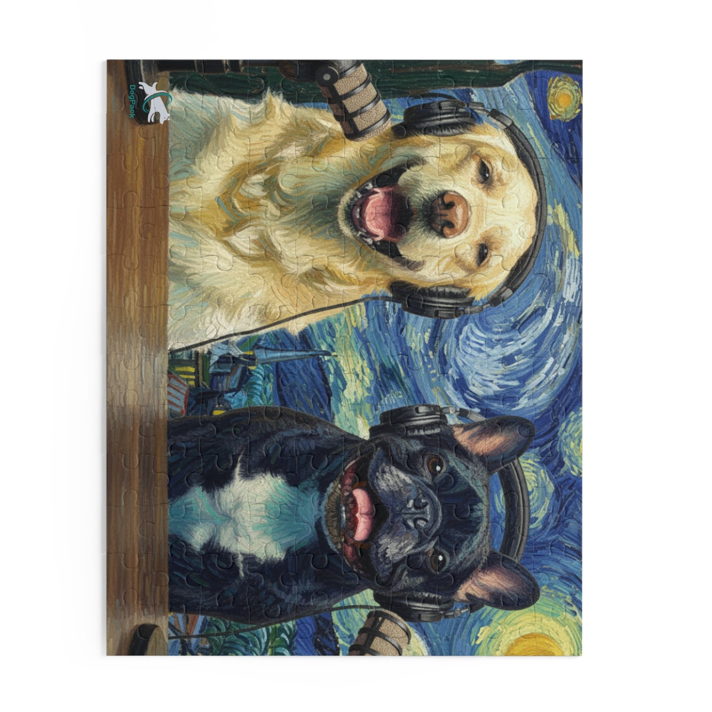 Goldie & Frenchie 'Starry Night' Van Gogh Inspired Puzzle — 120/252/500 - Piece Jigsaw Puzzle
