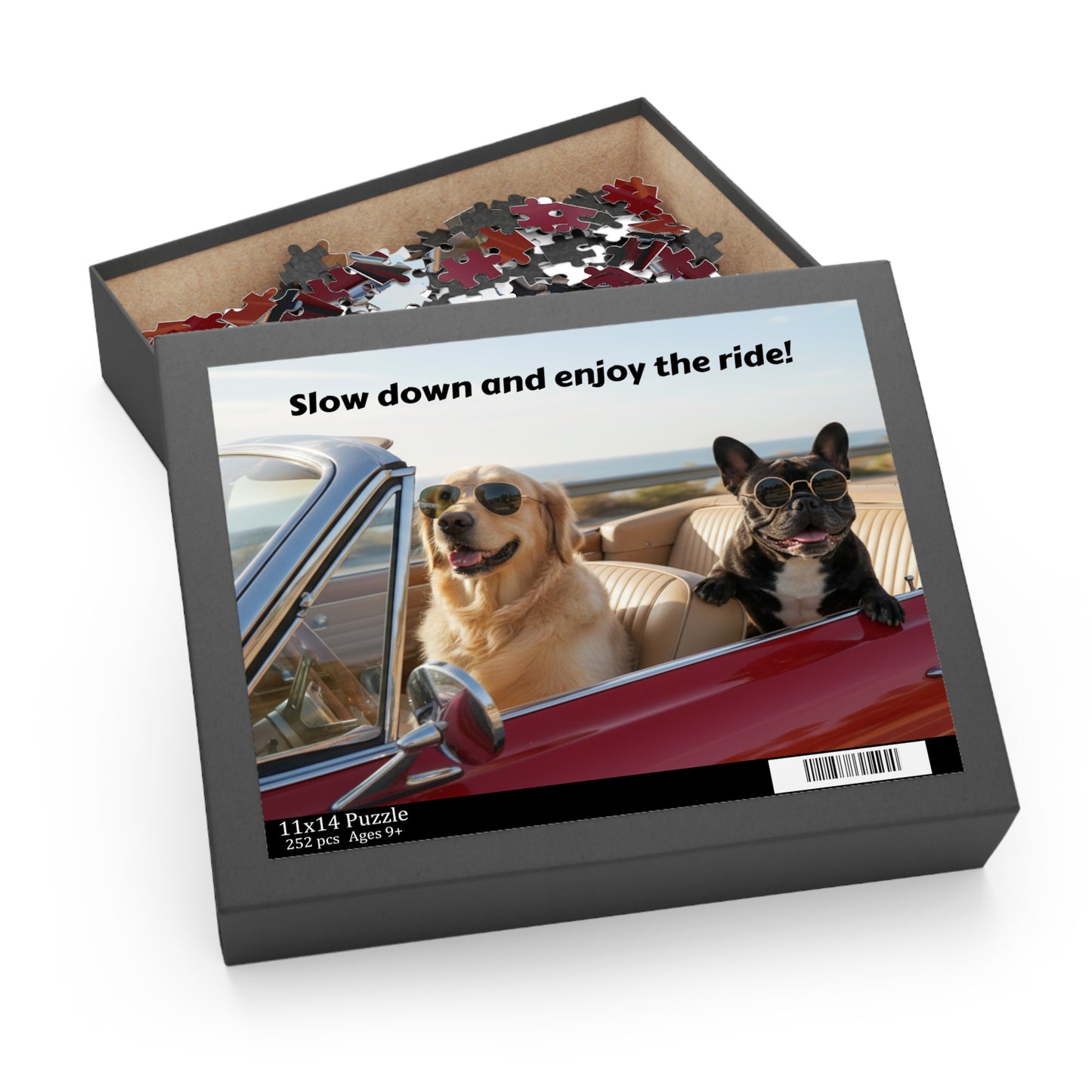 Goldie & Frenchie 'Slow Down and Enjoy the Ride' Puzzle - 120/252/500 - Piece Jigsaw Puzzle