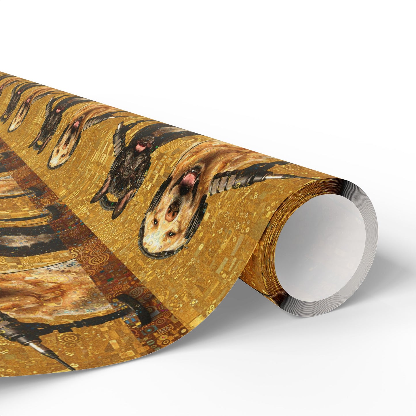 Goldie & Frenchie Klimt Inspired Wrapping Paper Roll — Colorful Gold - Dog Inspired Gift Wrap