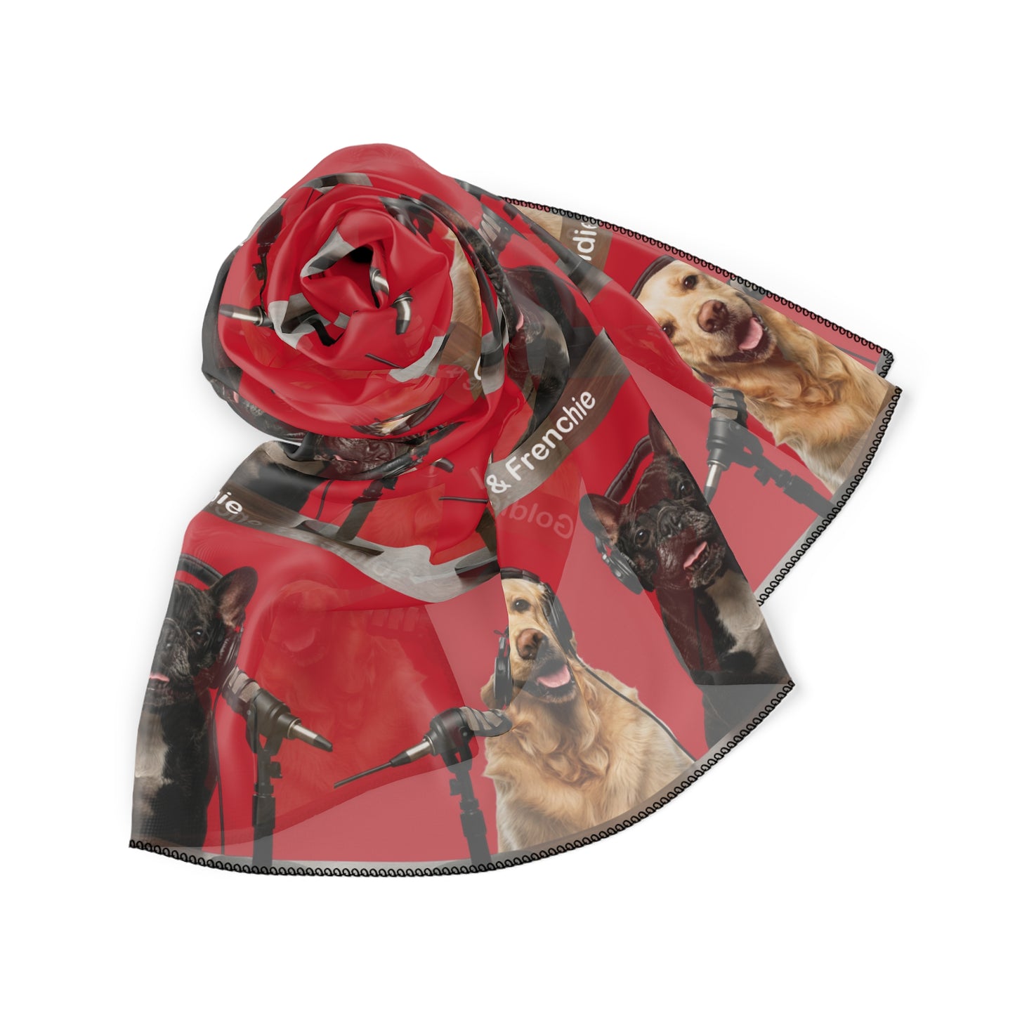 Goldie & Frenchie Square Repeat Pattern Scarf in Dark Red - 2 sizes available