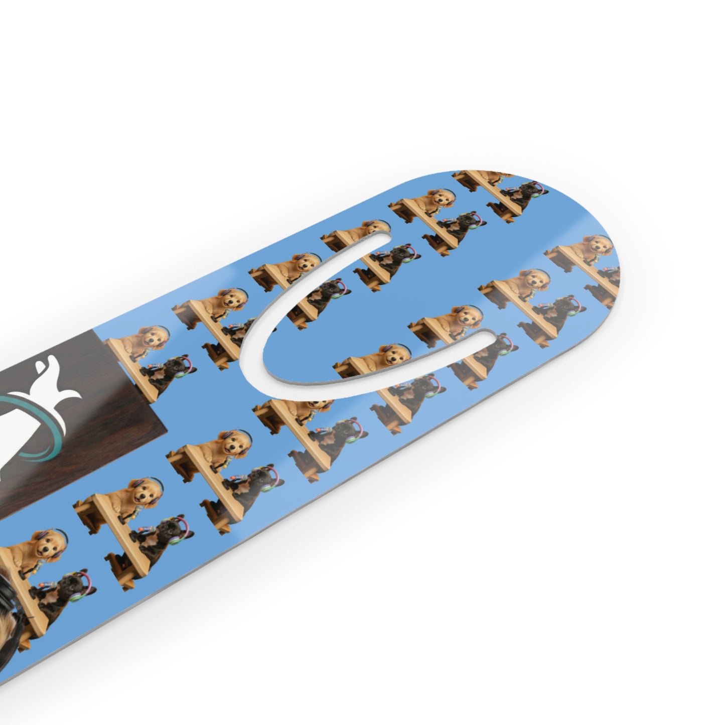 Goldie & Frenchie by DogPack Metal Bookmark in Light Blue — Puppy Pattern Bookmark for Dog Lovers