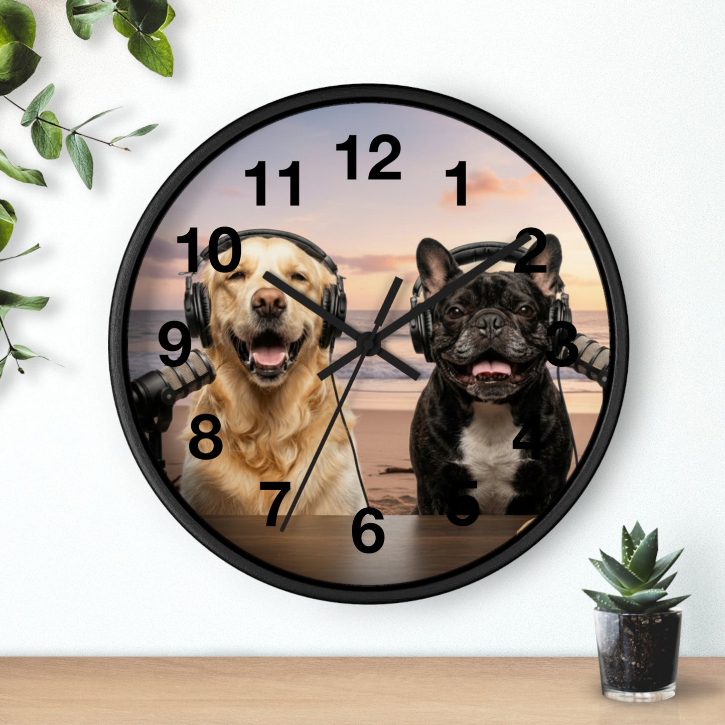 Goldie & Frenchie 'Beach Dogs' Wall Clock