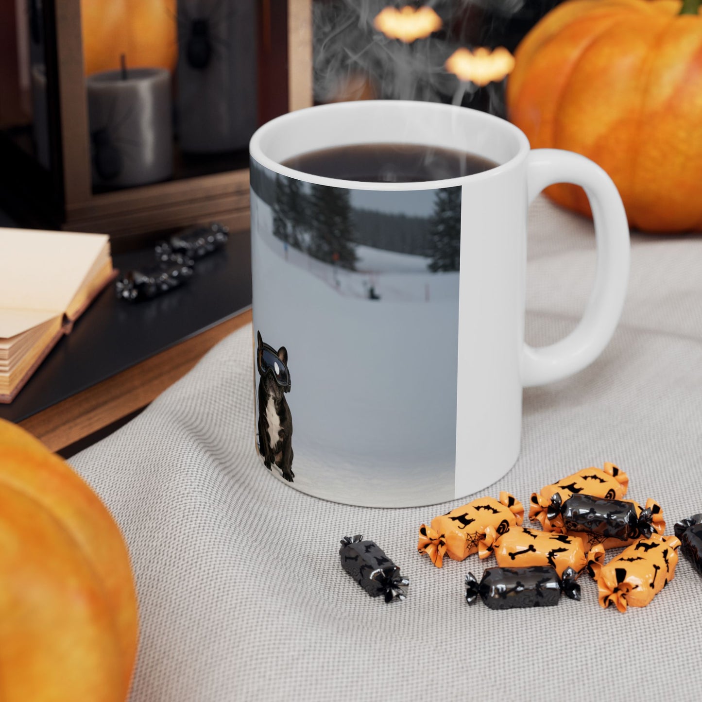 Goldie & Frenchie Hitting the Slopes — Snowboard Day Ski Mug for Dog Lovers (11oz/15oz)