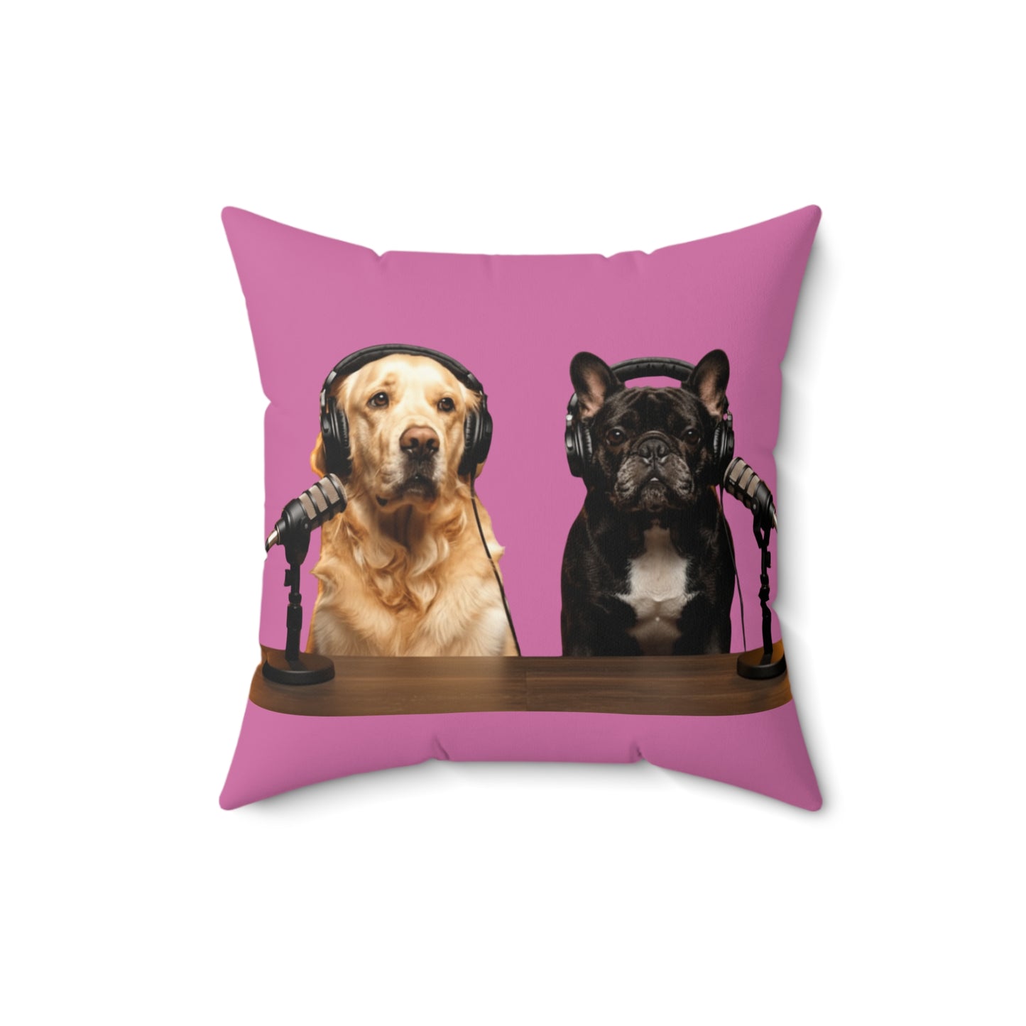 Goldie & Frenchie DogPack Podcast Pillow in Light Pink