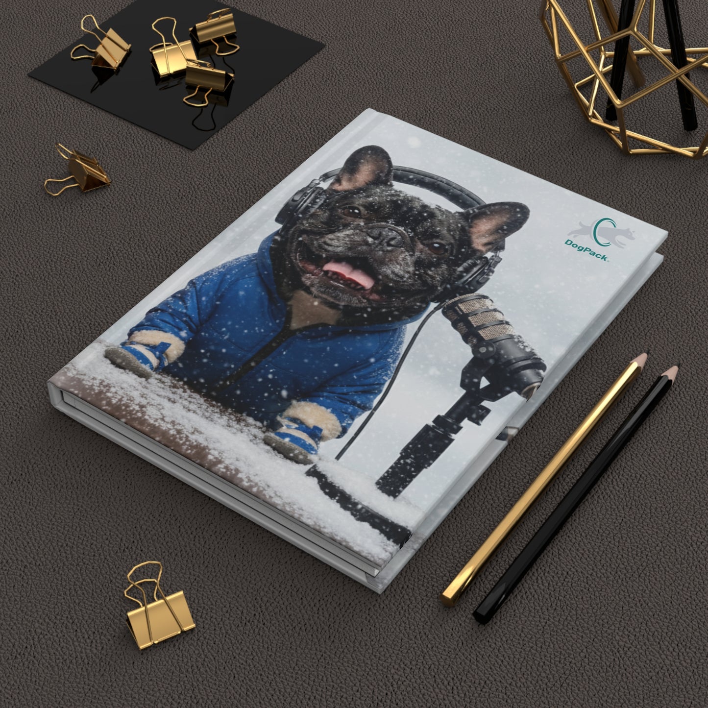 Goldie & Frenchie in a Blizzard - High Quality Hardcover Journal