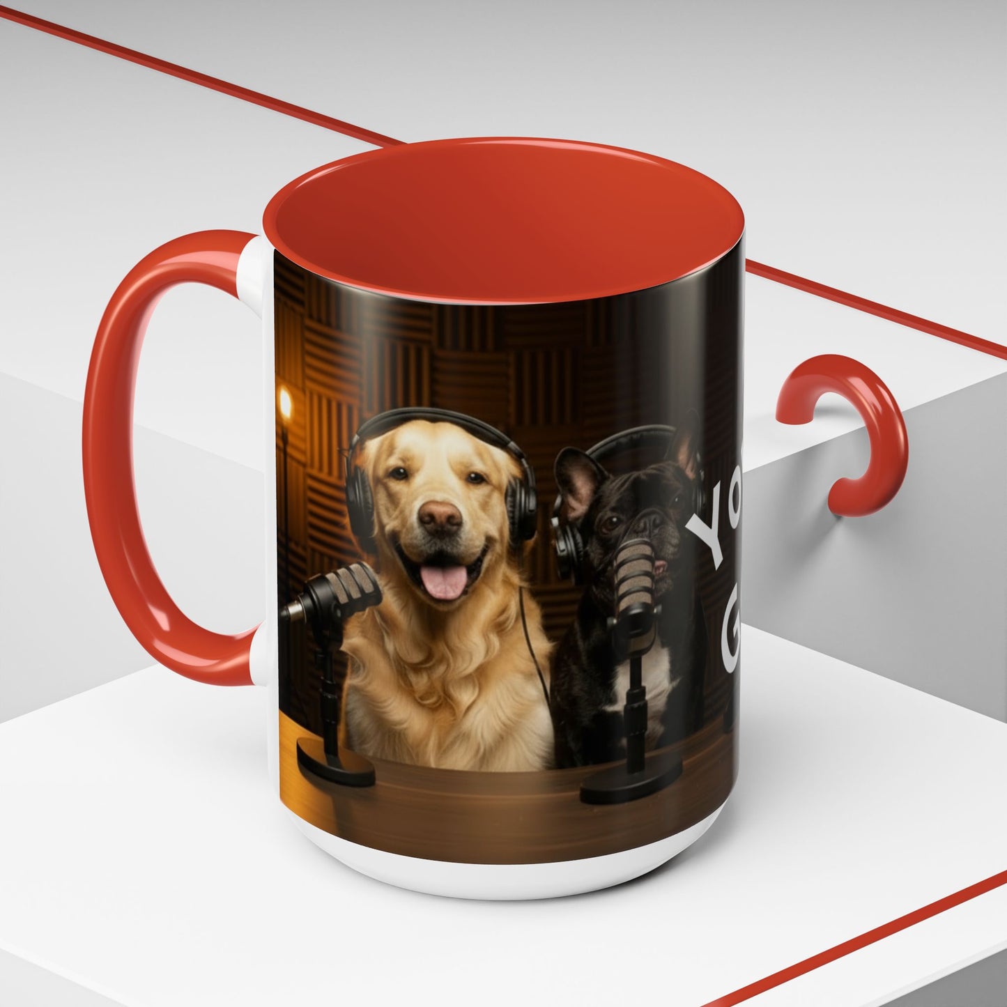 Goldie & Frenchie Custom Accent Coffee Mug – Choose your Color Interior and Send in your Pic (11/15oz)