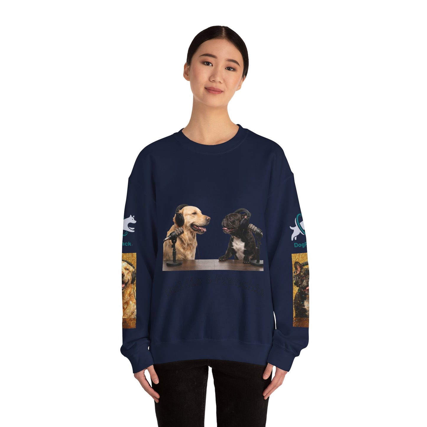 Goldie & Frenchie Chatting Crewneck with Klimt style G&F sleeves