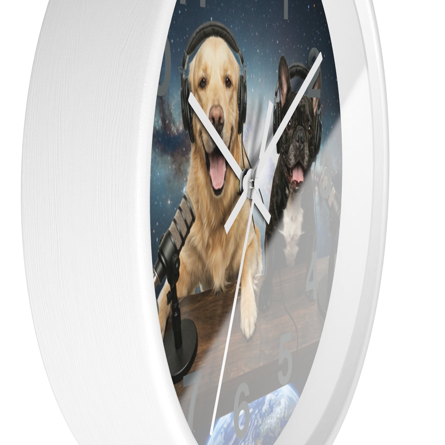 Goldie & Frenchie 'Broadcasting from Space' Wall Clock