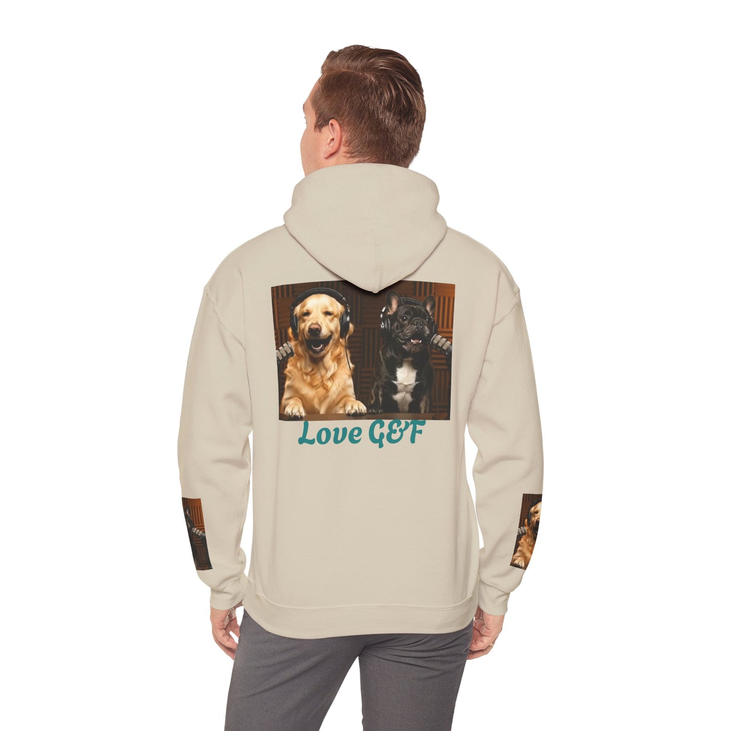 Goldie & Frenchie Hoodie — "Love G&F" Back and Front