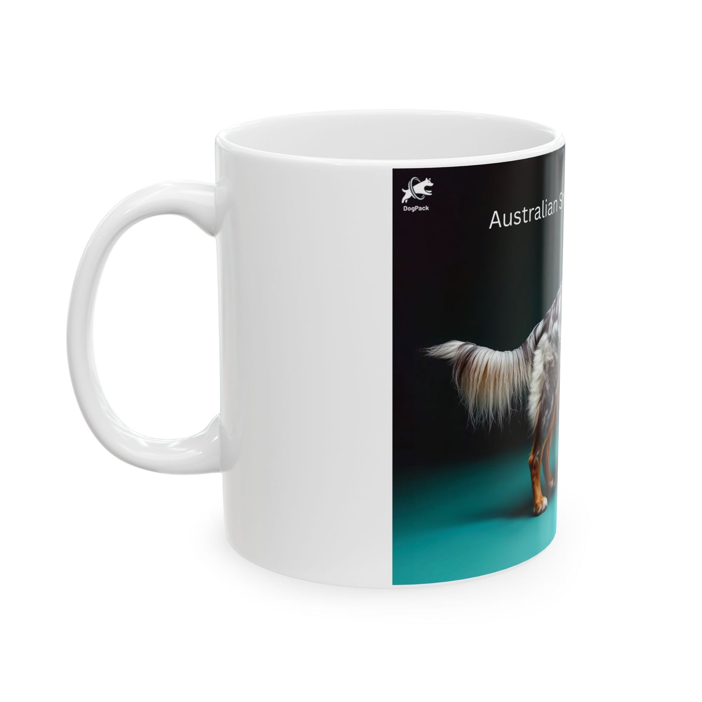 Australian Shepherd Ceramic Mug – Blue Teal Dog Breed Coffee Cup (11oz, 15oz)