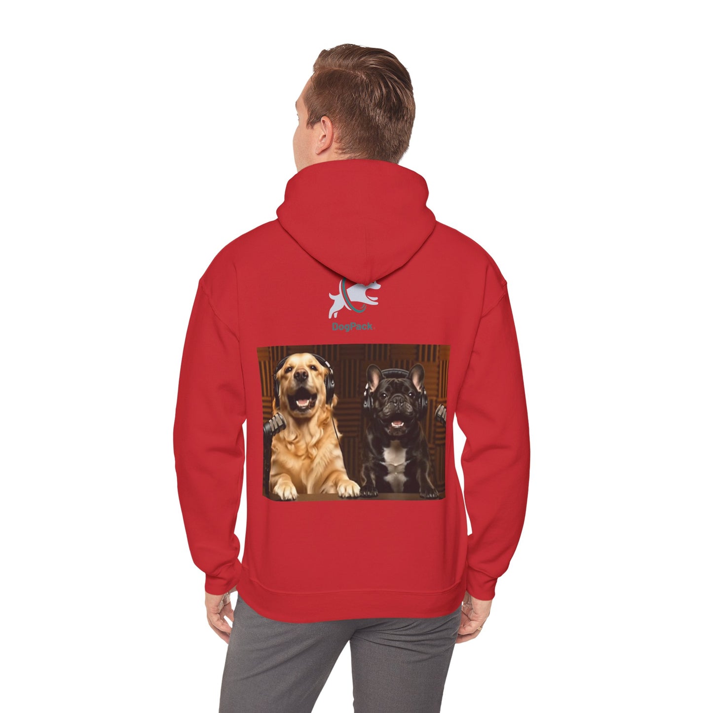 Goldie & Frenchie Dog Podcast with Coffee Mugs Hoodie — Front & Back Print - Ships from United Kingdom