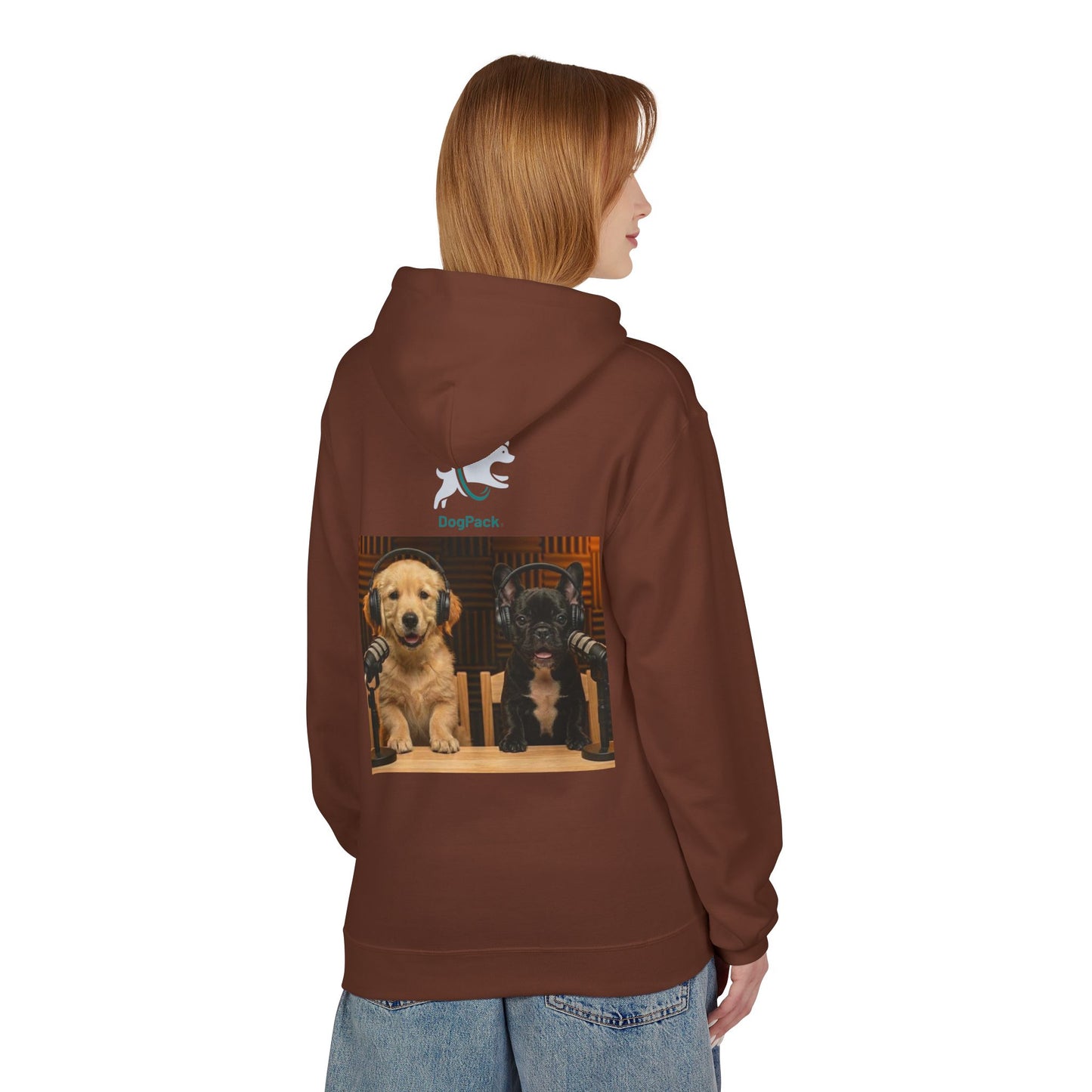 Puppies Goldie & Frenchie Front and Back Print - Soft Style Podcast Hoodie