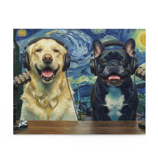 Goldie & Frenchie 'Starry Night' Van Gogh Inspired Puzzle — 120/252/500 - Piece Jigsaw Puzzle