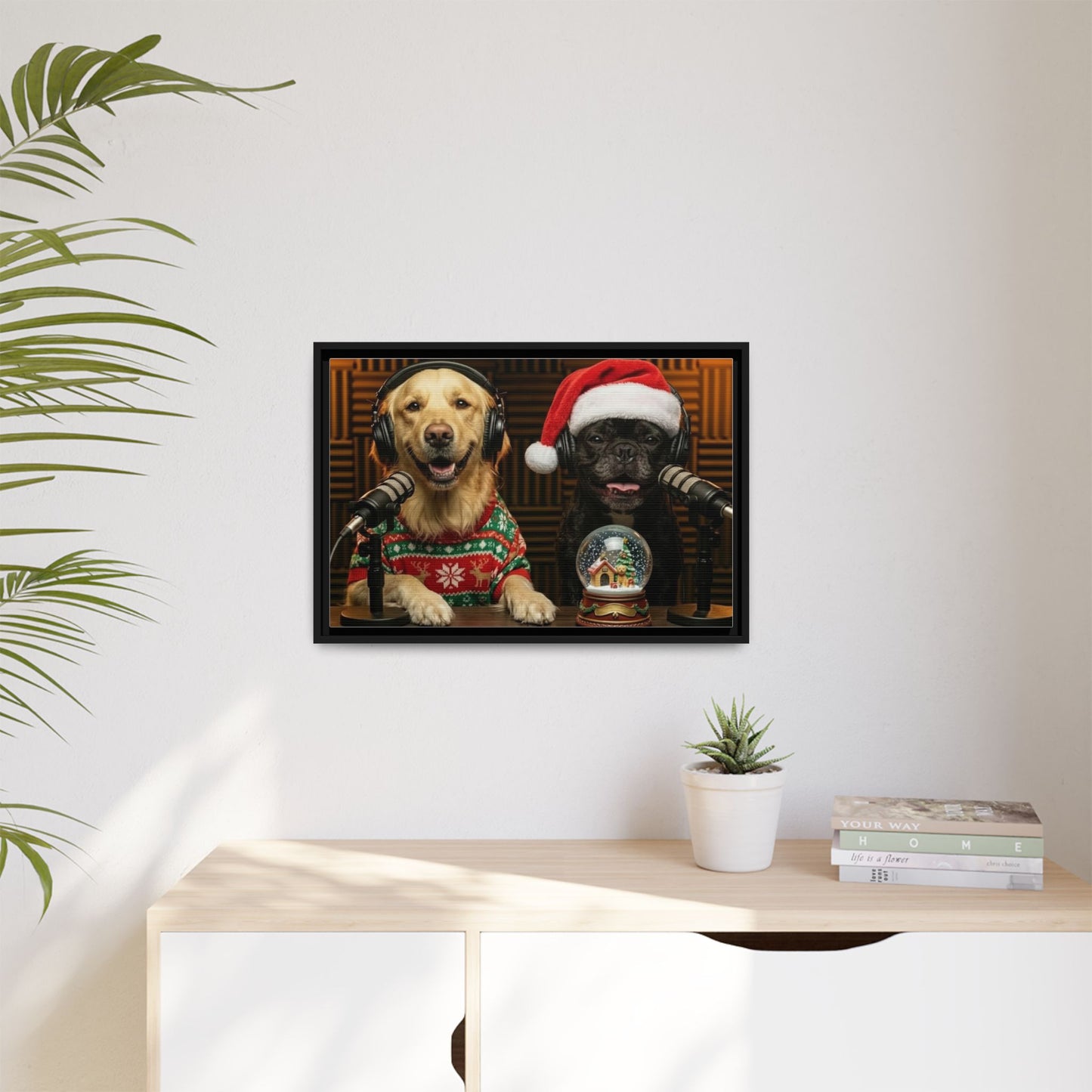 Goldie & Frenchie Christmas Podcast Matte Canvas Print (Framed)