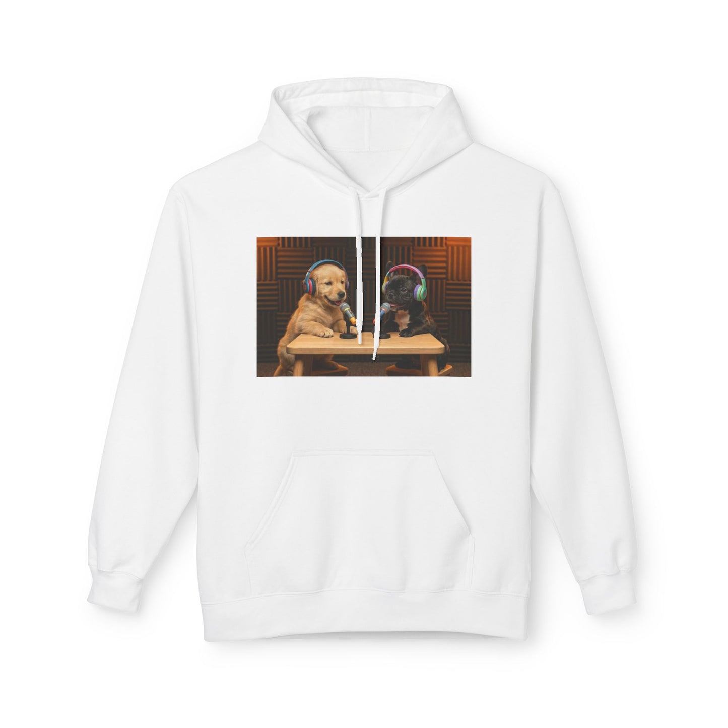 Puppies Goldie & Frenchie Front and Back Print - Soft Style Podcast Hoodie