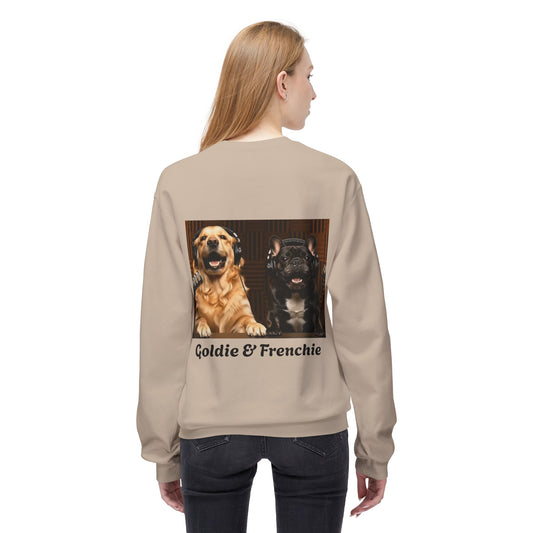 Goldie & Frenchie Laughing Behind Your Back Softstyle Crewneck with DogPack Logo