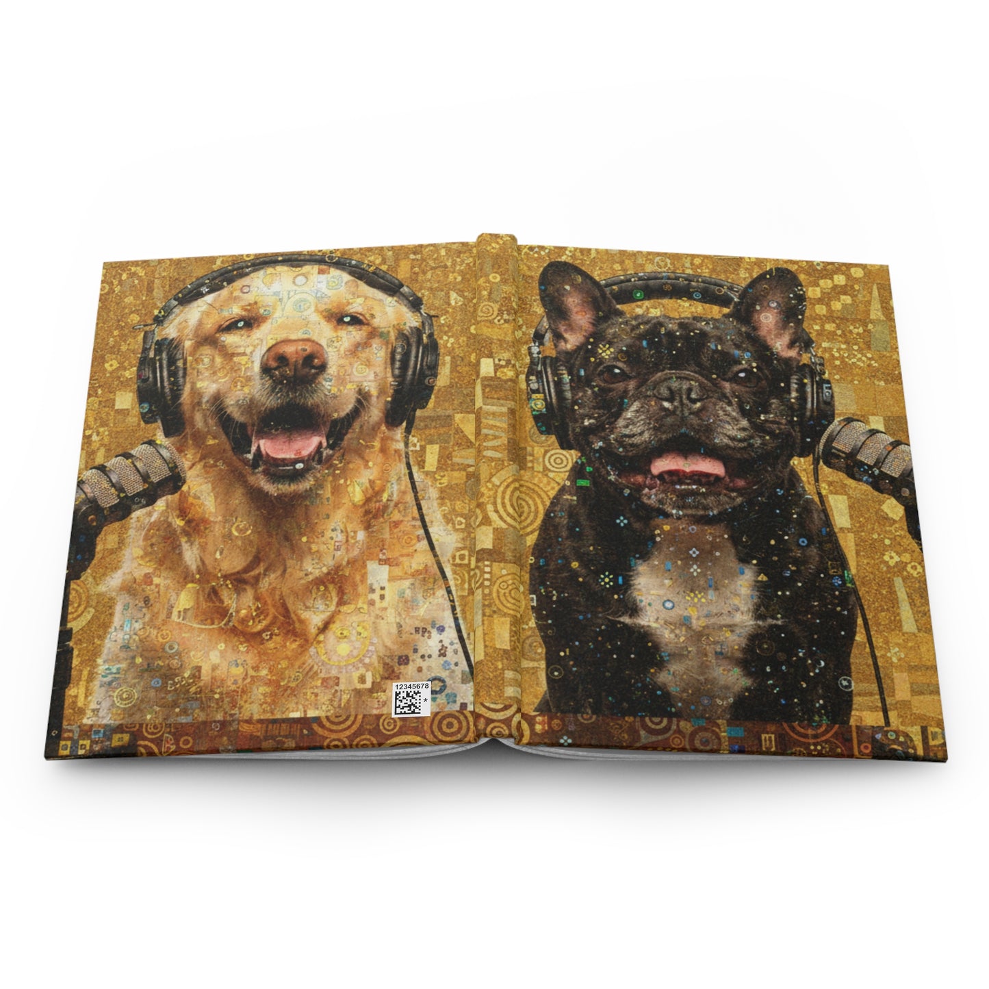 Goldie & Frenchie - Klimt-Inspired Hard Cover Notebook - Matte, Perforated and Lined pages, (75 papers 150 pages)