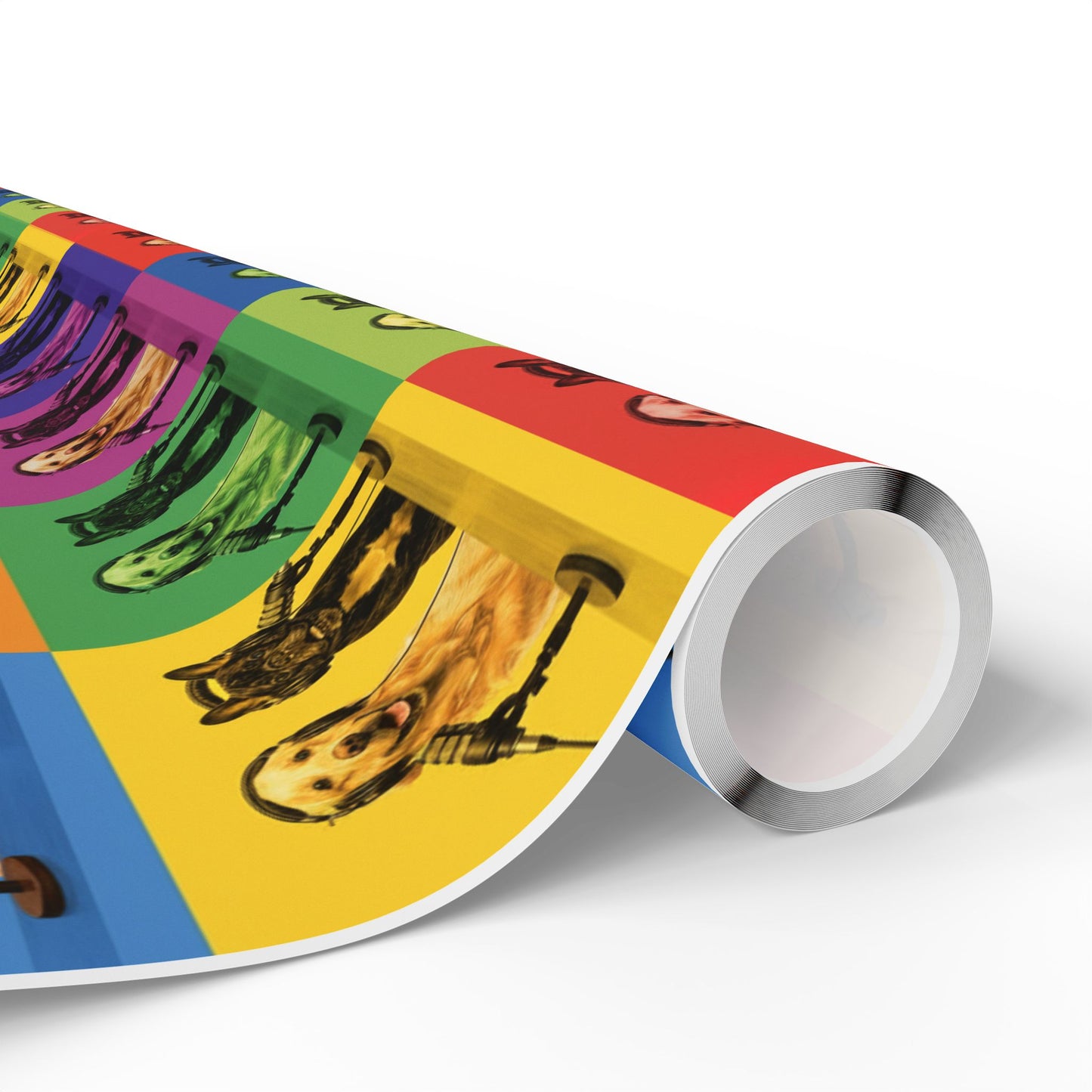 Goldie & Frenchie Pop Art Wrapping Paper Roll — Colorful Warhol Inspired Gift Wrap