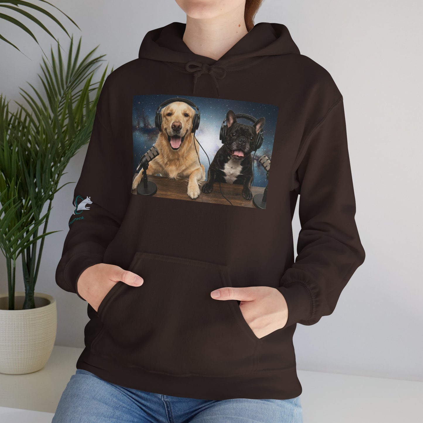 Goldie & Frenchie Cozy Hoodie Broadcasting from Space