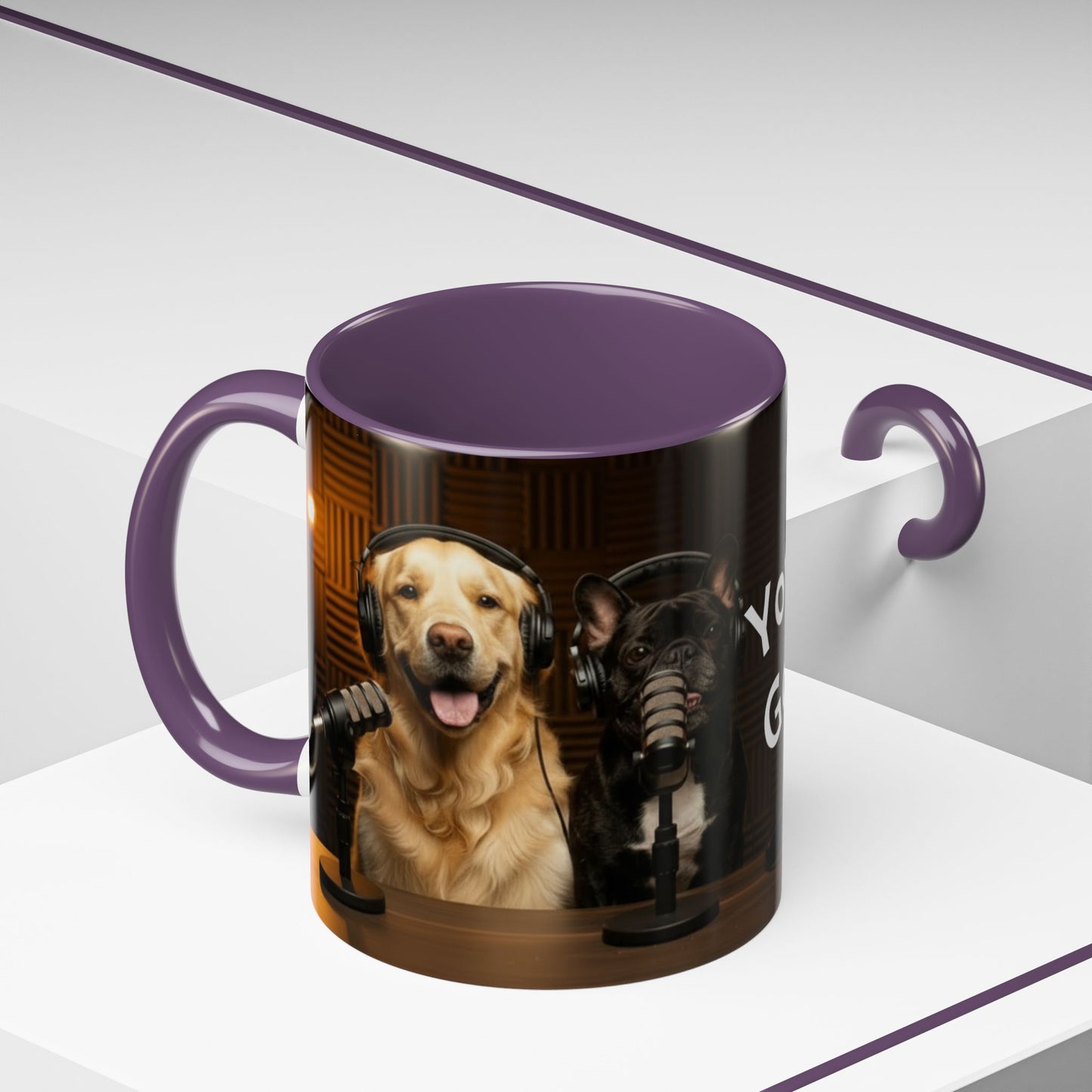 Goldie & Frenchie Custom Accent Coffee Mug – Choose your Color Interior and Send in your Pic (11/15oz)