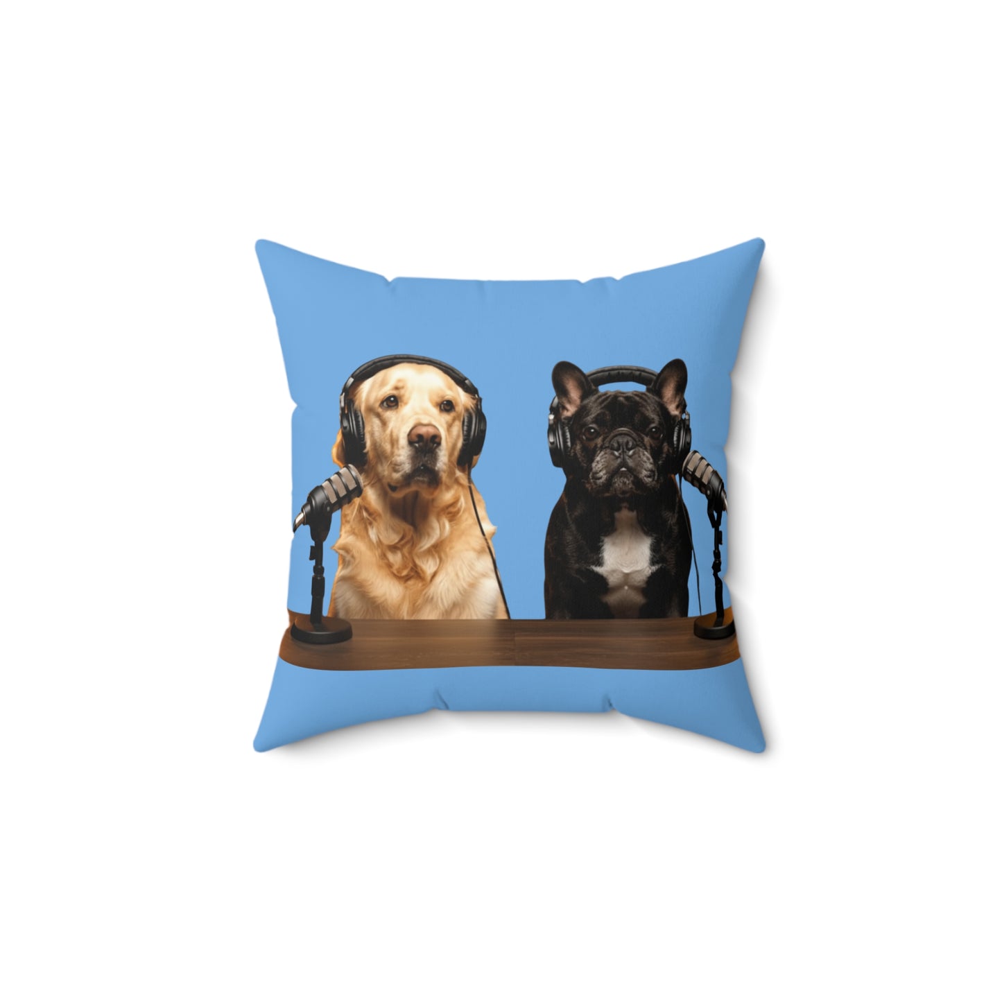 Goldie & Frenchie DogPack Podcast Pillow in Light Blue