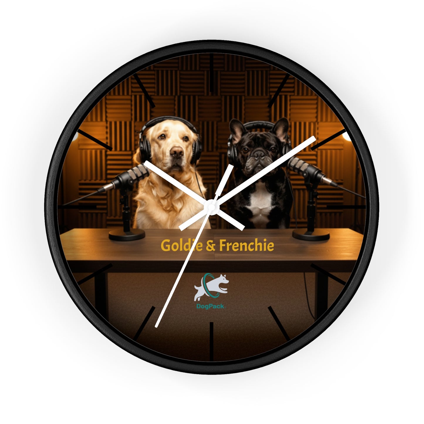 Goldie & Frenchie 'On-Air' Podcast Wall Clock