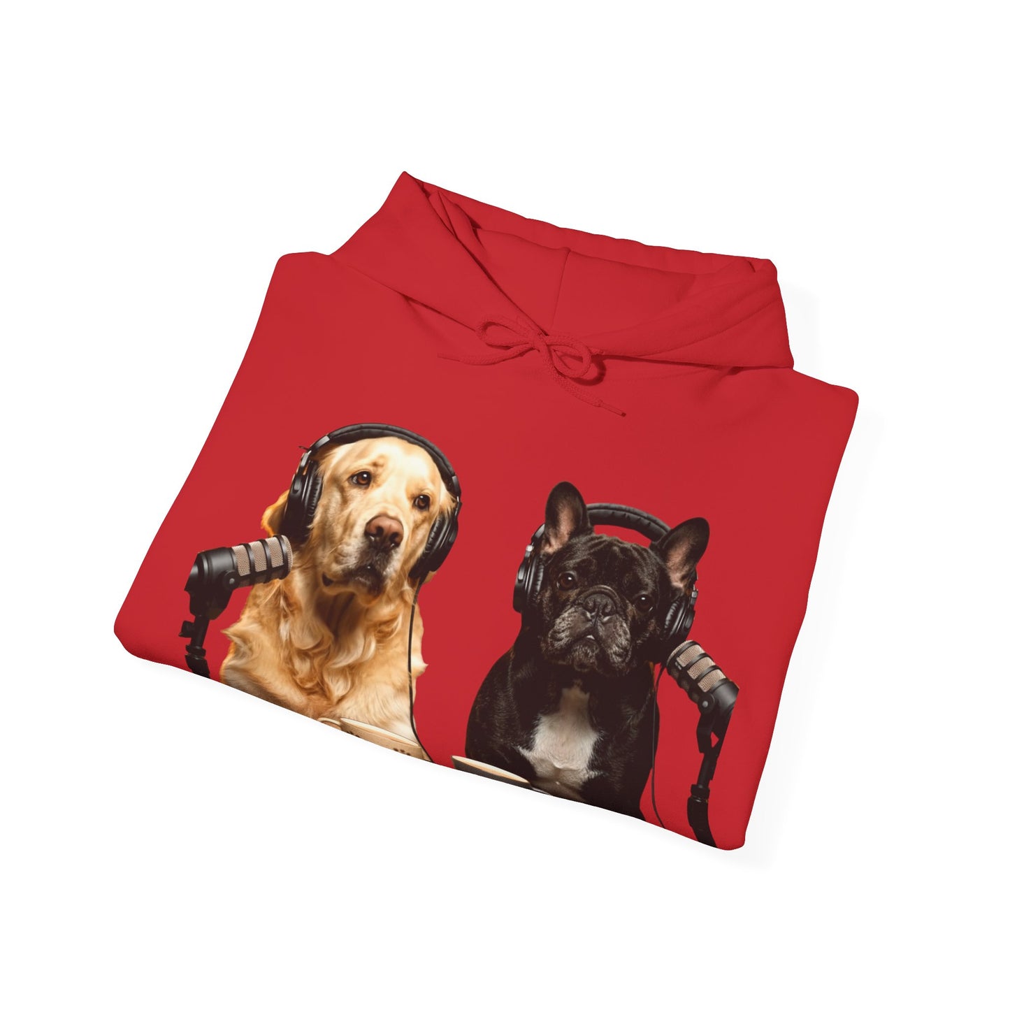 Goldie & Frenchie Dog Podcast with Coffee Mugs Hoodie — Front & Back Print - Ships from United Kingdom