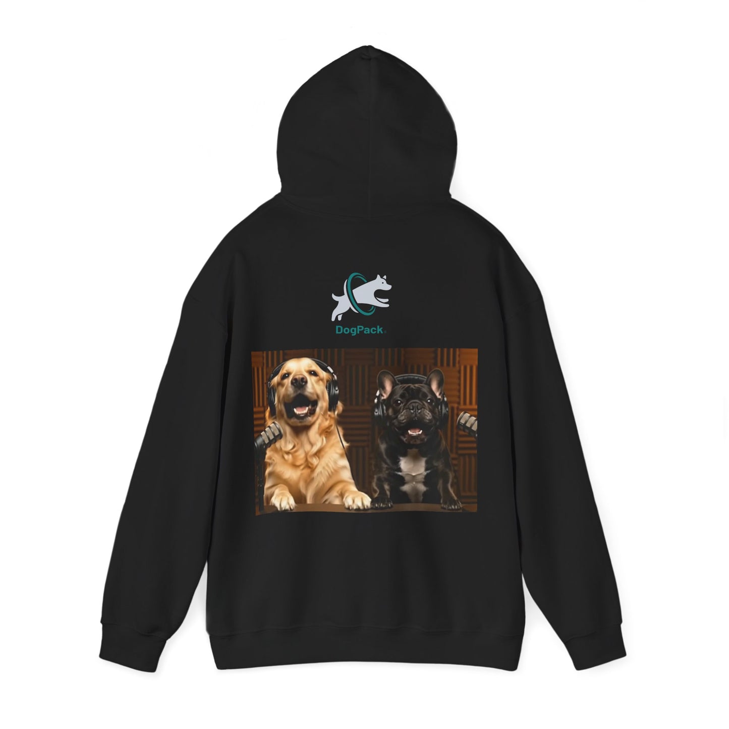 Goldie & Frenchie Dog Podcast with Coffee Mugs Hoodie — Front & Back Print - Ships from United Kingdom