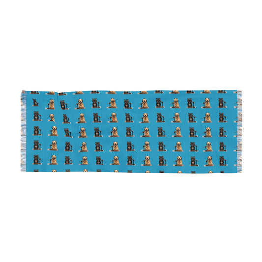 Goldie & Frenchie Lightweight Pattern Scarf in Turquoise— Perfect for All Seasons