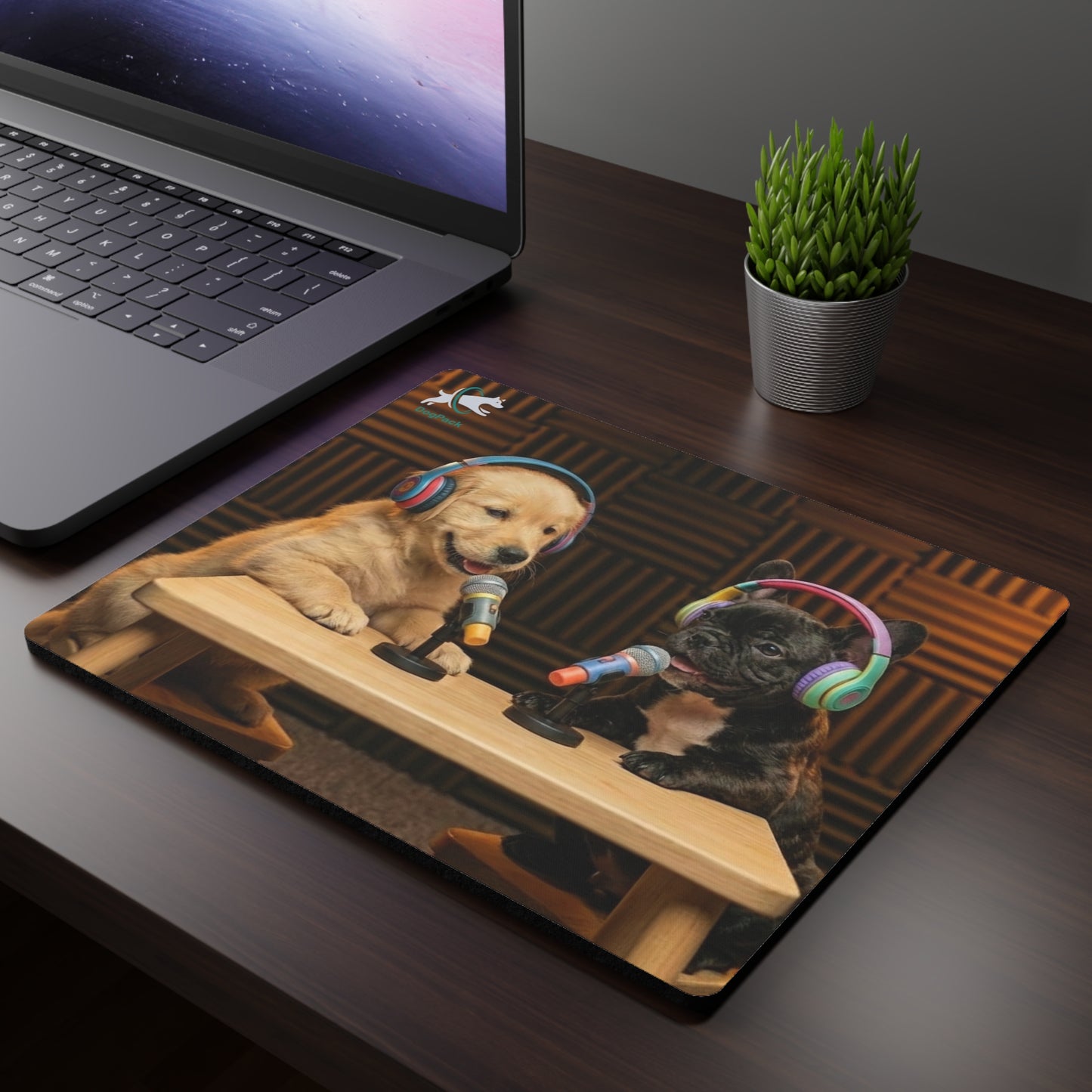 Baby Goldie & Frenchie Puppies In The Studio Rectangular Mouse Pad (9.3"x7.8") - Made and Shipped from Canada