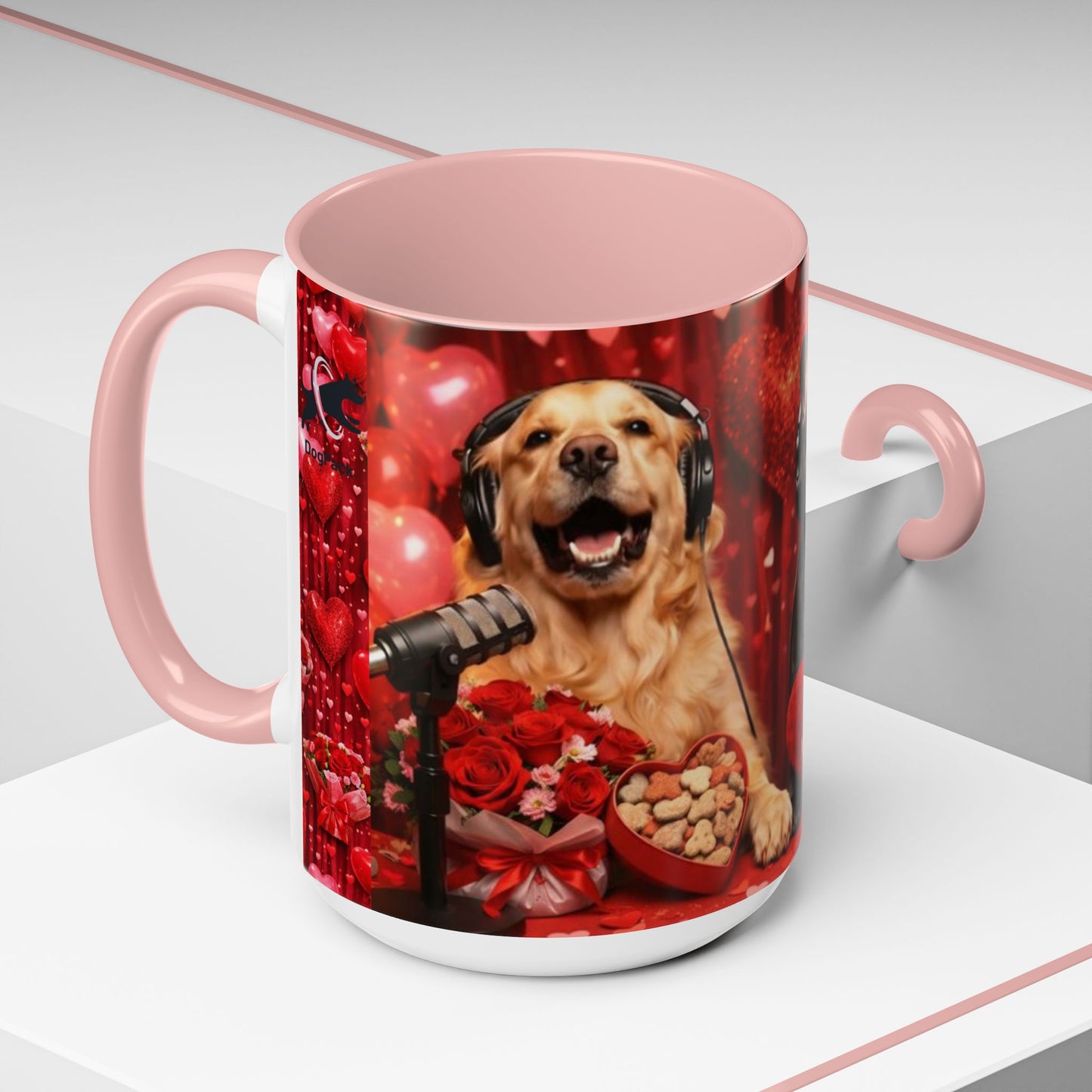 Goldie & Frenchie 'Valentines Day' Accent Coffee Mug – Choose your Color Interior (11/15oz)