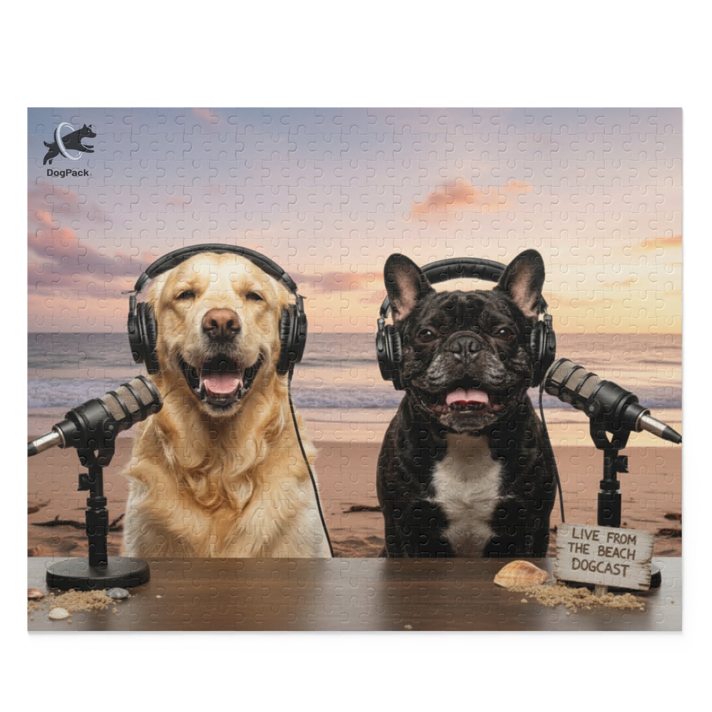 Goldie & Frenchie 'Working on the Beach' Puzzle - 120/252/500 - Piece Jigsaw Puzzle