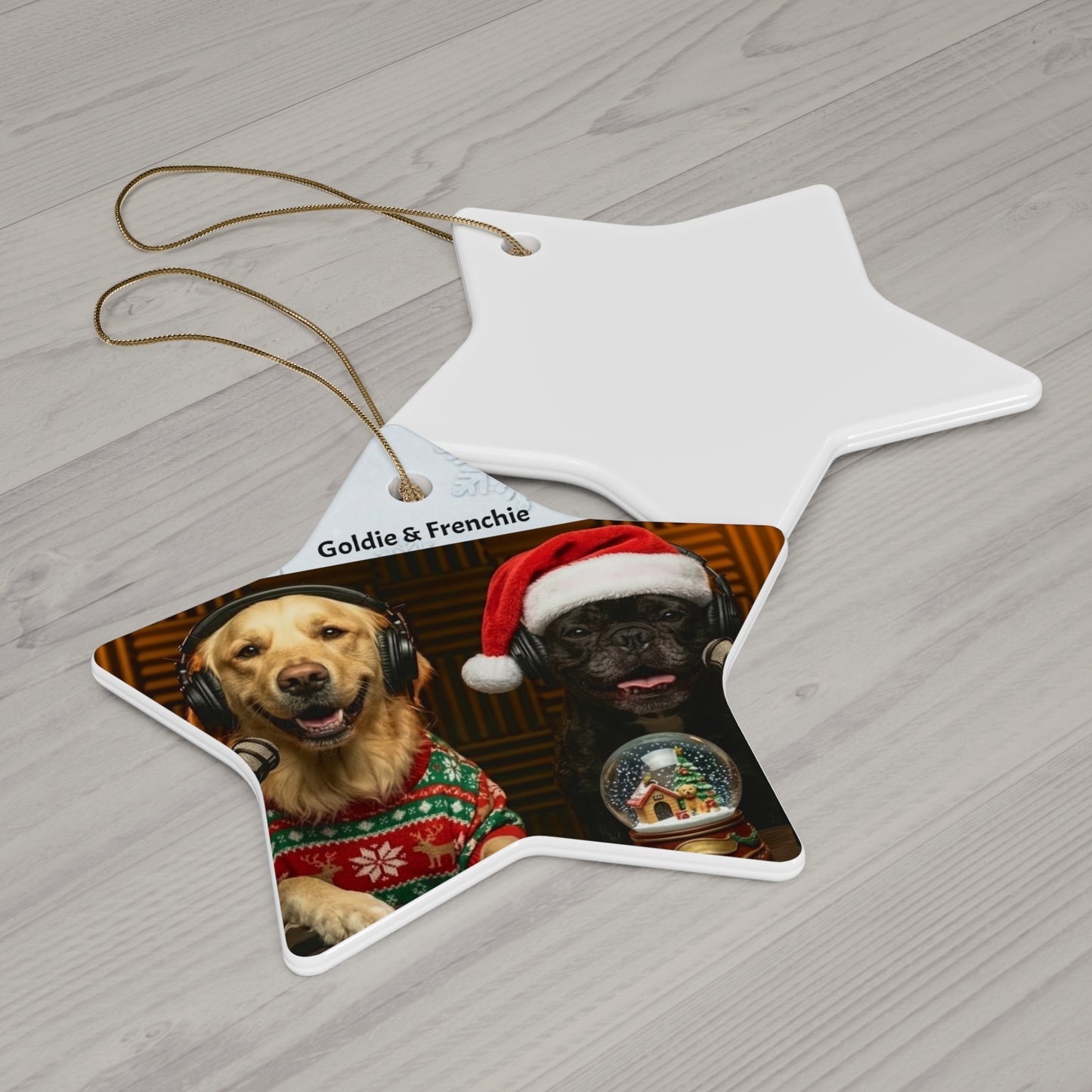 Goldie & Frenchie Christmas Ceramic Ornament